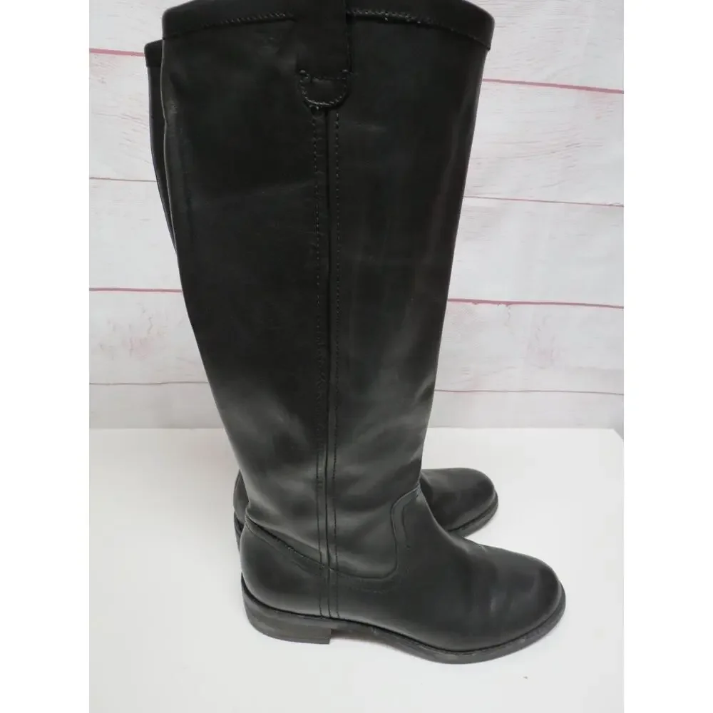 Lands' End Boots Womens 7.5 B Black Tall Leather Pull On